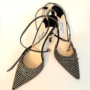 Jimmy Choo "Kizzy" 100 Heels – Black/Gold – Size 39.5 – Made in Italy